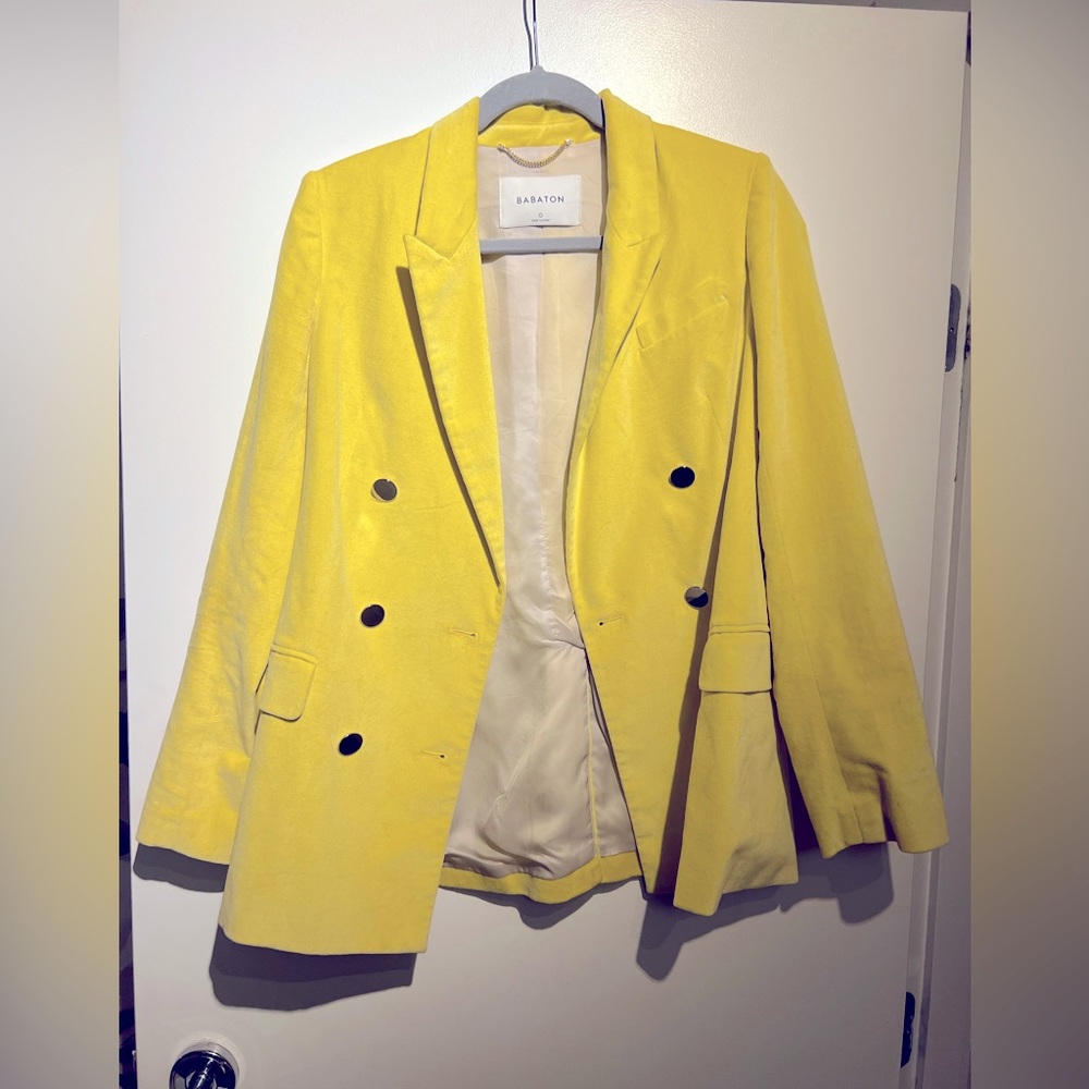 Yellow velvet blazer